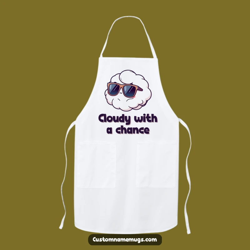 Funny Cloud Apron - Comical Floating Character with Sunglasses for Kitchen Humor Gift!
