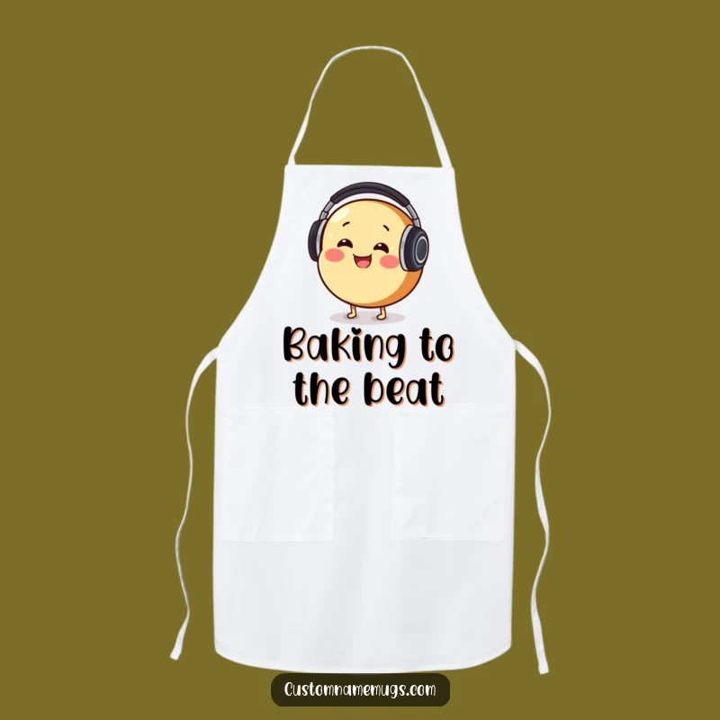 Funny Bread DJ Apron: Smiling Character Kitchen Wear for Beat-Loving Cooks