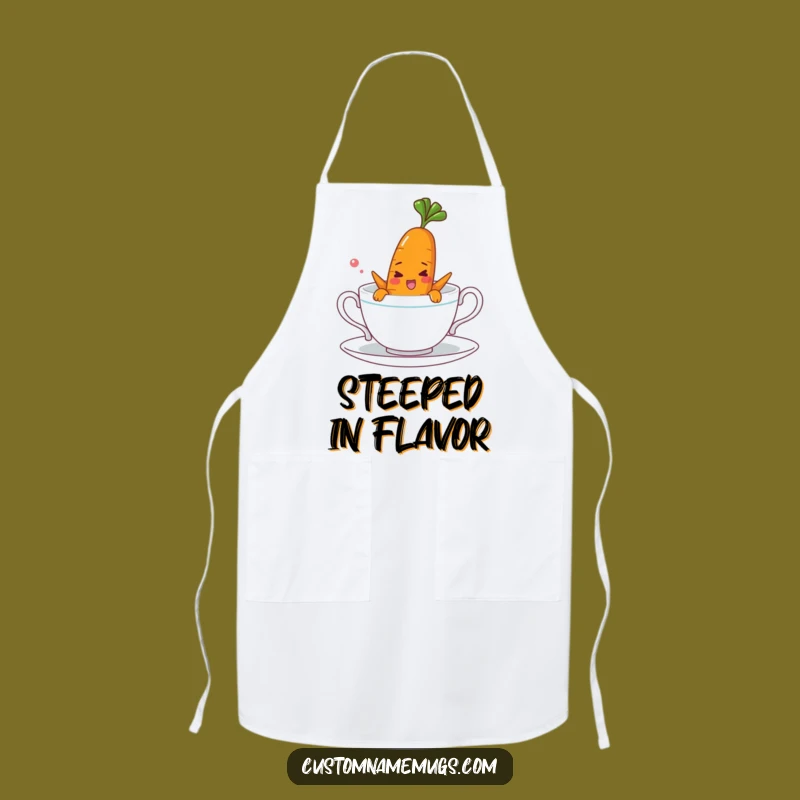 Funny Carrot Apron - Cheerful Character's Teacup Swim Kitchen Fun Gift!