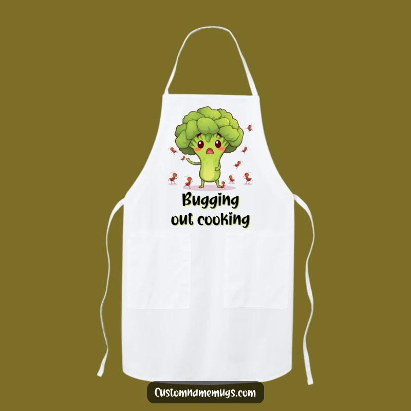 Funny Surprised Broccoli Ant Juggling Apron - Cook with Comedic Flair!