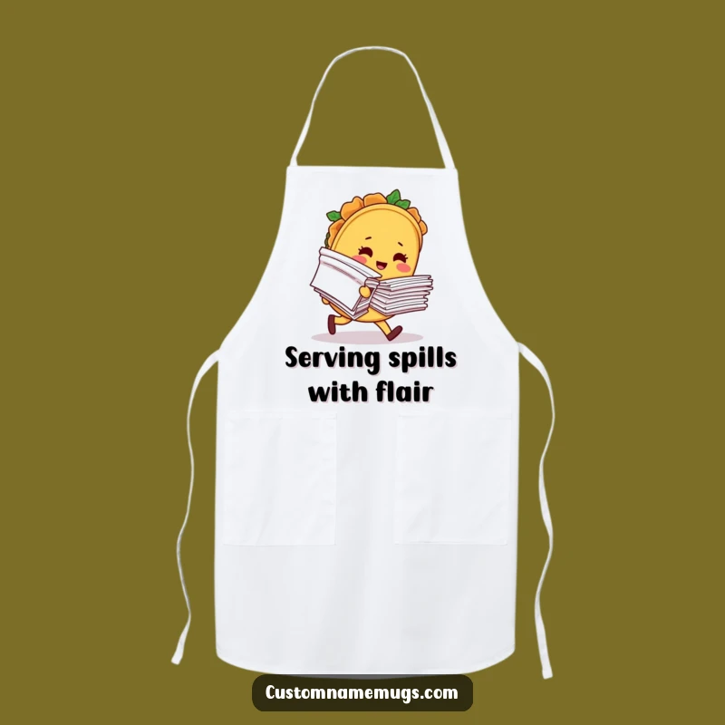 Funny Taco Papers Tripping Apron: Cook with Comedy this Clumsy Character!