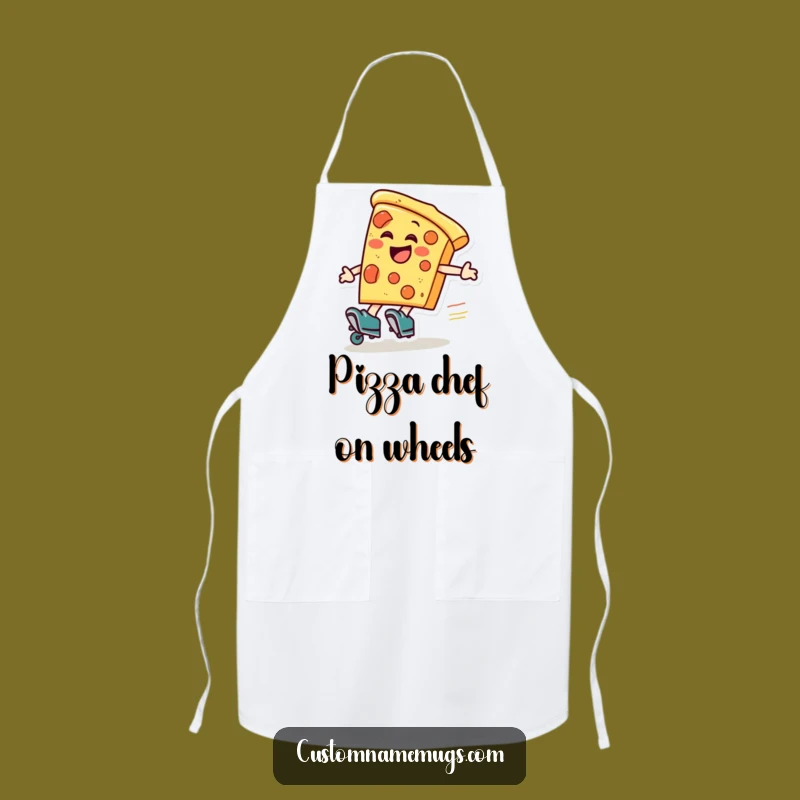 Funny Pizza Roller Skater Apron: Hilarious Kitchen Wear for Speedy Cooks