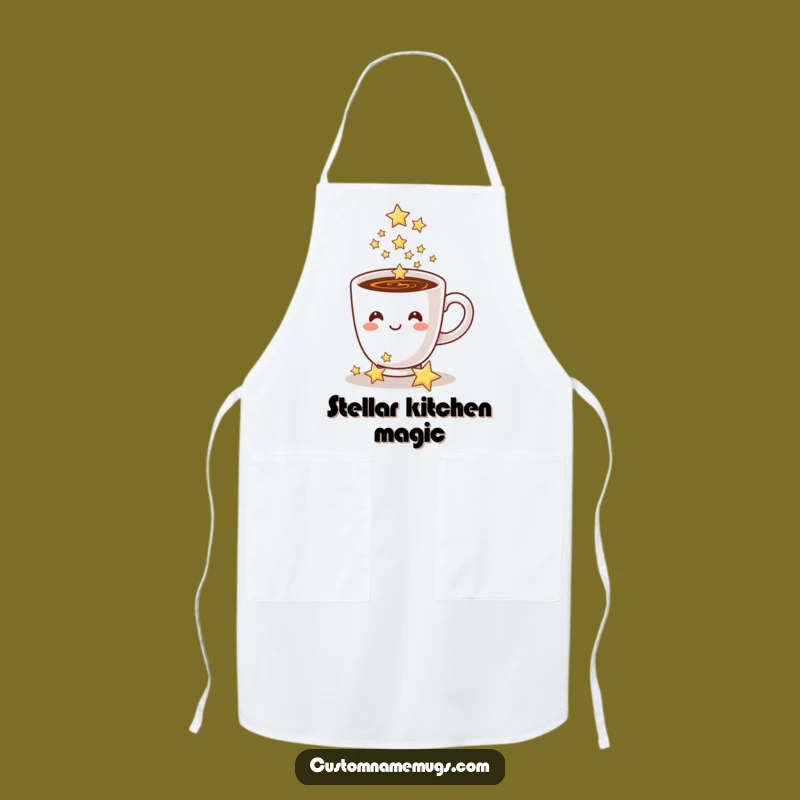 Funny Coffee Cup Stars Apron: Whimsical Kitchen Wear for Magical Cooks