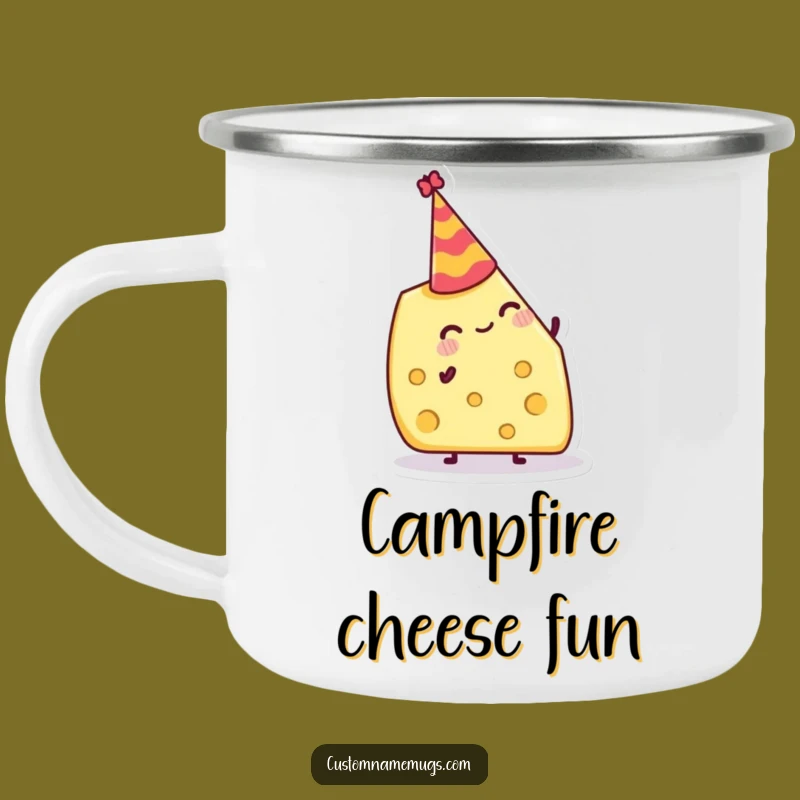 Funny Cheese Hat Camping Mug: Sip Your Celebration Outdoors with Cheer