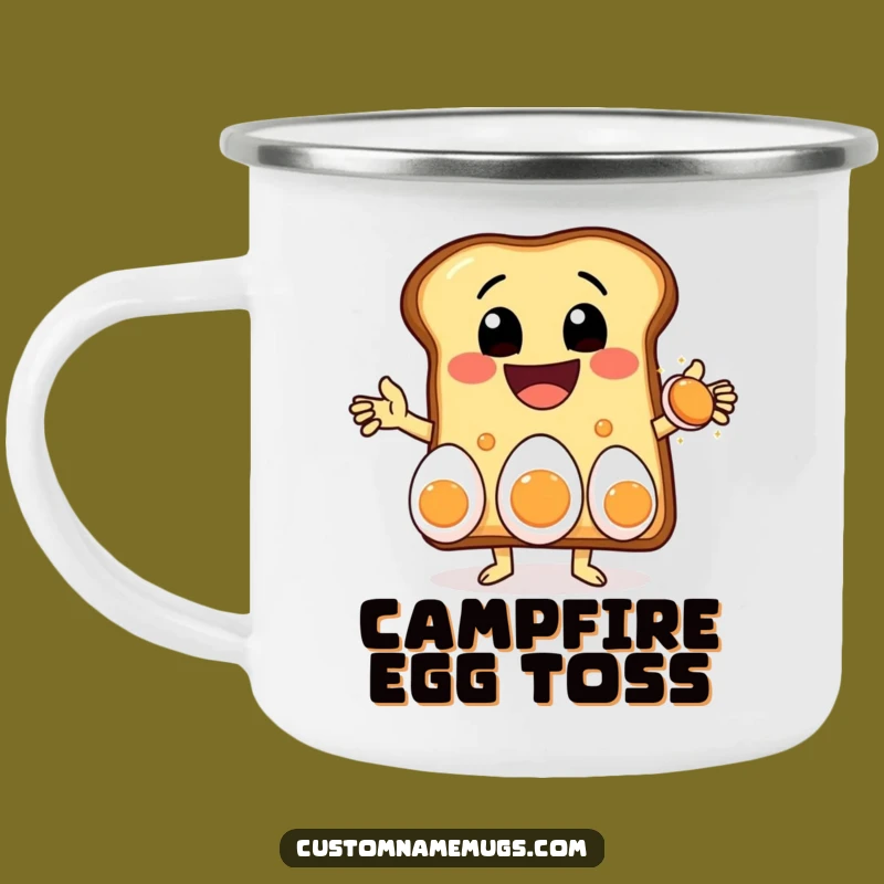 Funny Toast Juggling Camping Mug: Breakfast Adventure - Hilarious Gift!
