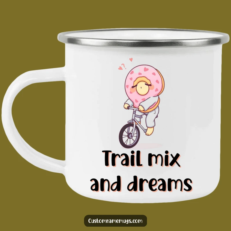 Funny Donut Pajama Unicycle Camping Mug: Enjoy Campfires with this Sleepy Character!