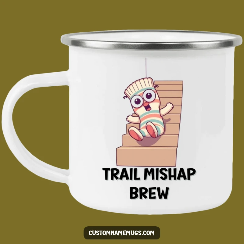 Funny Sock Stair Camping Mug: Goofy Outdoor Mishap - Hilarious Gift!