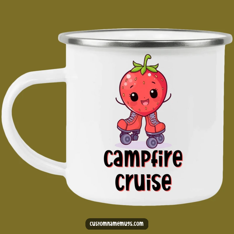 Funny Strawberry Roller Skate Camping Mug: Your Cheerful Outdoor Companion