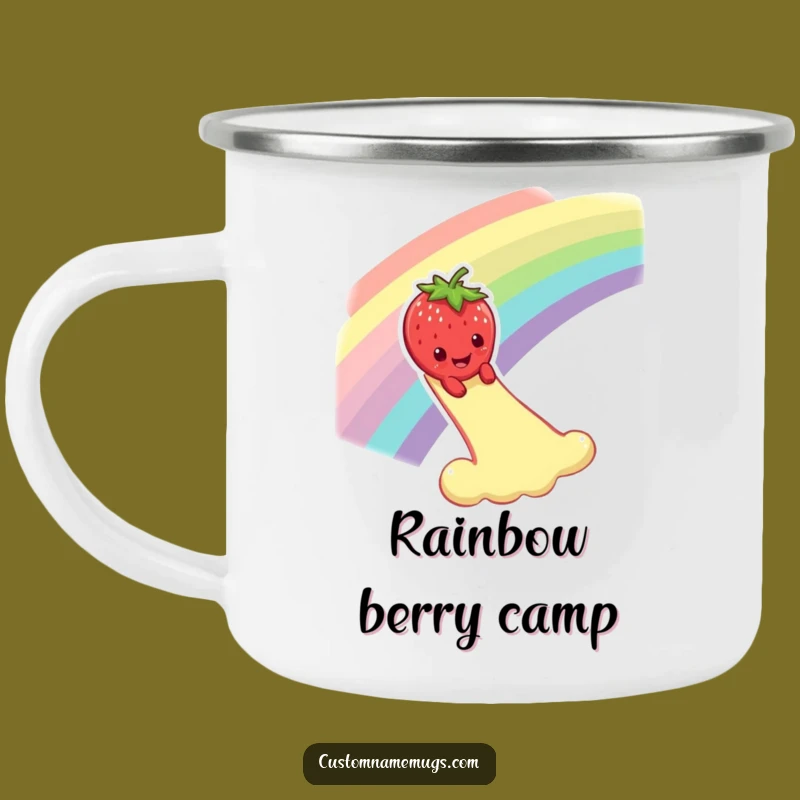 Funny Strawberry Rainbow Camping Mug: Durable & Whimsical Fruit Slide Outdoor Mug