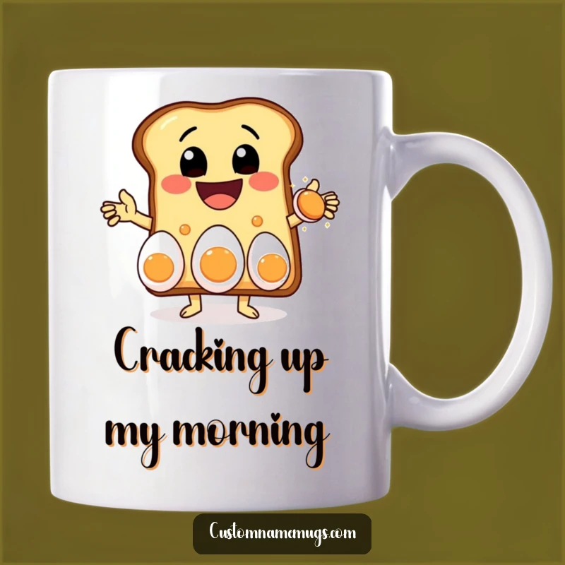 Funny Toast Juggling Mug: Delighted Breakfast Character - Hilarious Gift!