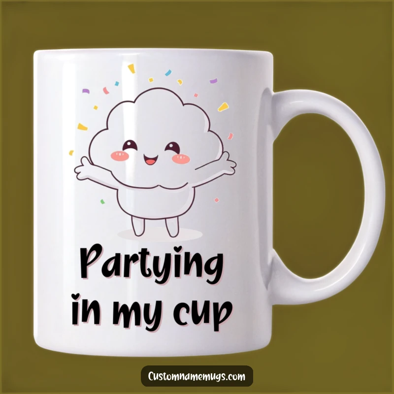 Funny Cloud Confetti Mug: Smiling Rainy Day Fun - Hilarious Gift!