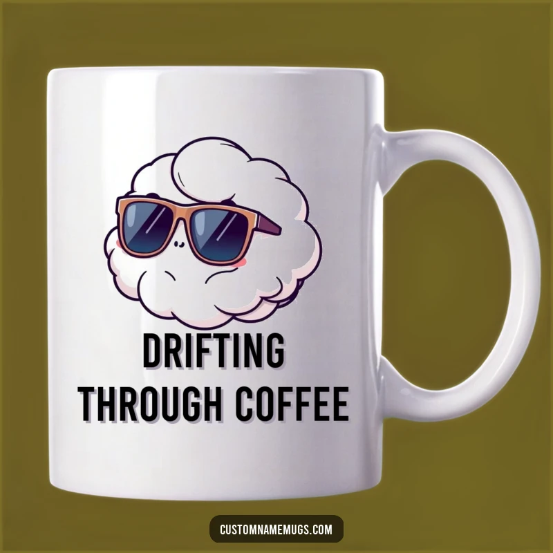Funny Cloud Sunglasses Mug: Comical Floating Away with Cool Vibes