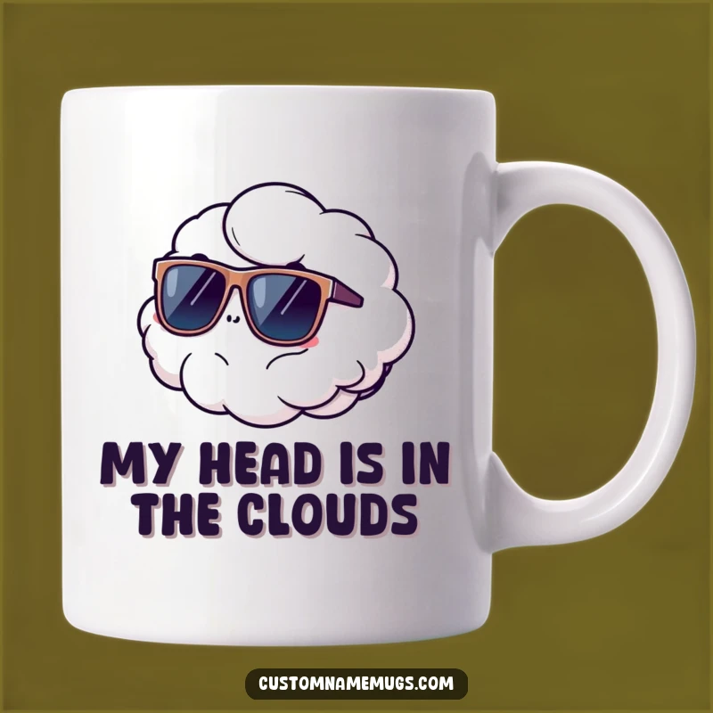 Funny Cloud Sunglasses Mug Gift - Whimsical Character Floating Away in Style!