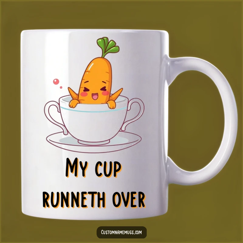 Funny Carrot Teacup Swim Mug Gift - Cheerful Character's Tiny Splash!