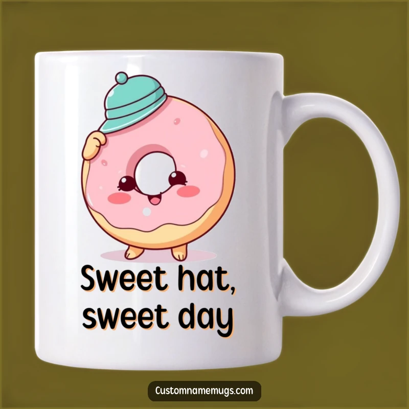 Funny Donut Hat Mug: Hilarious Pastry Gift for Sweet Treat Lovers with a Sense of Humor