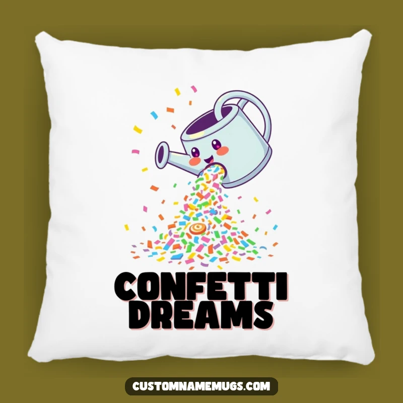 Funny Confetti Watering Can Pillow: Comfy Cushion for Celebratory Decor
