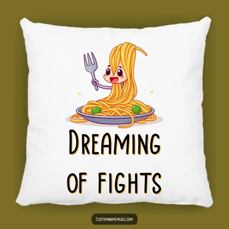 Funny Fork vs Spaghetti Pillow: Snuggle Up with Comical Kitchen Battle Comfort