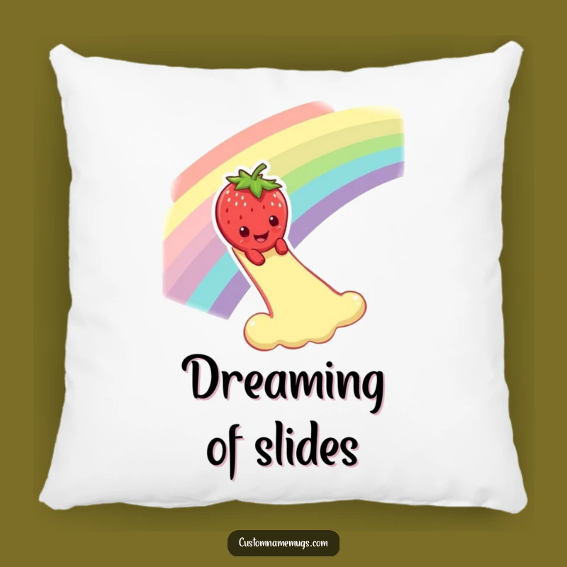 Funny Strawberry Rainbow Pillow: Comfy & Whimsical Fruit Slide Accent Pillow Gift