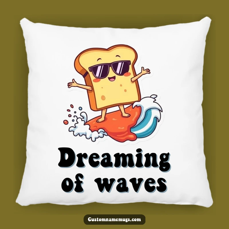 Funny Toast Surfer Pillow: Comfy & Cool Jam Wave Accent Pillow Gift