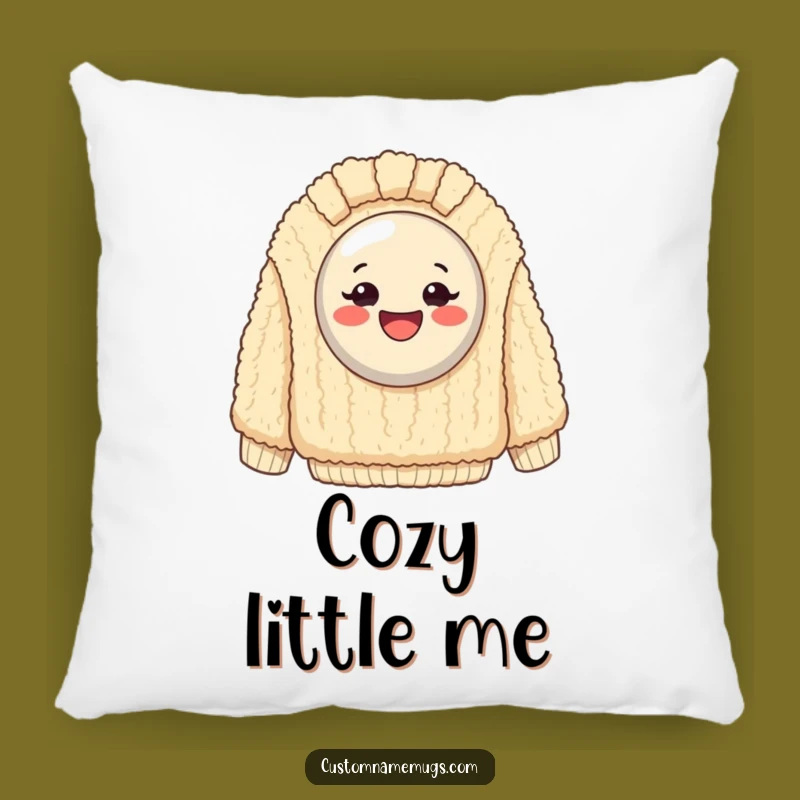 Funny Happy Button Sweater Pillow: Comfy Cushion with Hilarious Cozy Sweater Humor