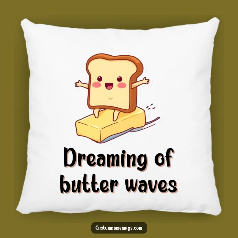 Funny Toast Surf Butter Pillow: Soft Character Decor for a Comedic Living Space