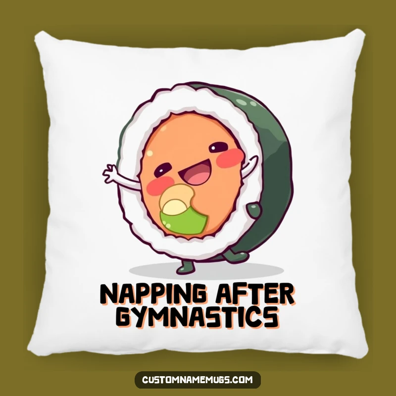 Funny Sushi Cartwheel Pillow: Soft Character Decor for a Comedic Space
