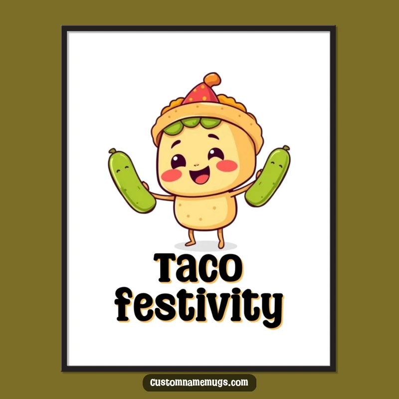 Funny Art Print: Juggling Taco, Hilarious Wall Decor Gift