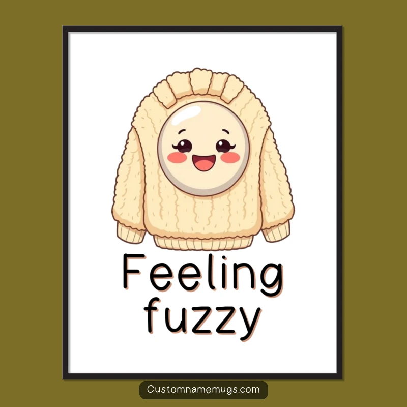 Funny Happy Button Sweater Digital Art: Hilarious Printable Decor for Cozy Humor