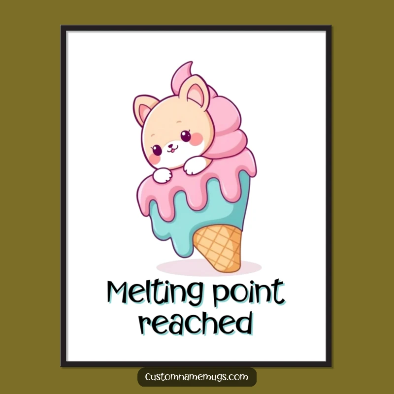 Funny Ice Cream Slip Digital Art - Cute Animal Wall Decor Instant Fun