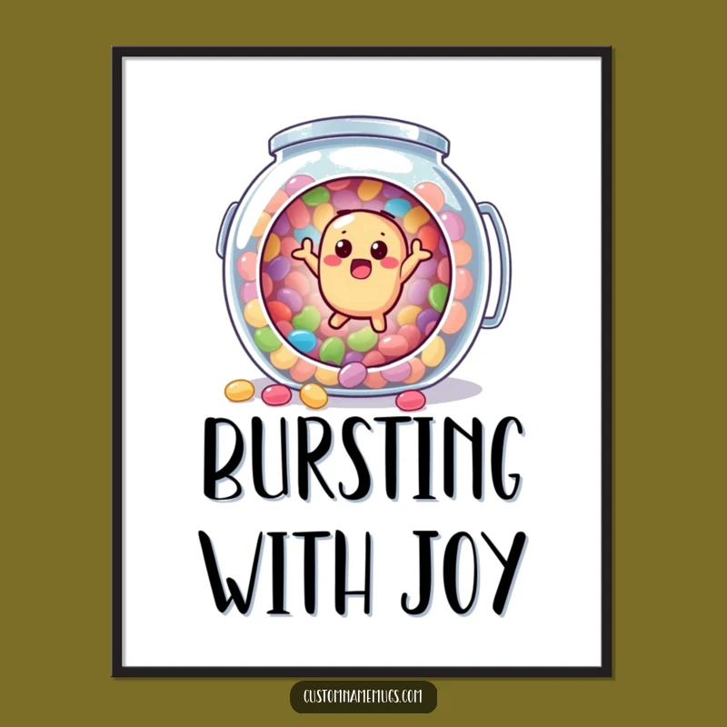 Funny Jellybean Candy Jar Digital Art Print: Hilarious Surprised Character for Instant Humor!