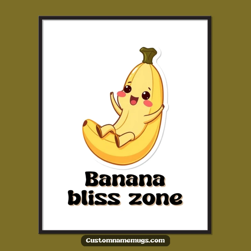Funny Kawaii Banana Peel Slide Digital Art: Ecstatic Joy, Perfect Gift!