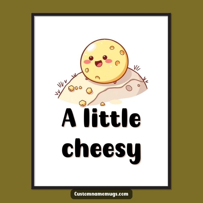 Funny Rolling Cheese Digital Art Print: Instant Whimsy with This Cheesy Character's Hilarious Design