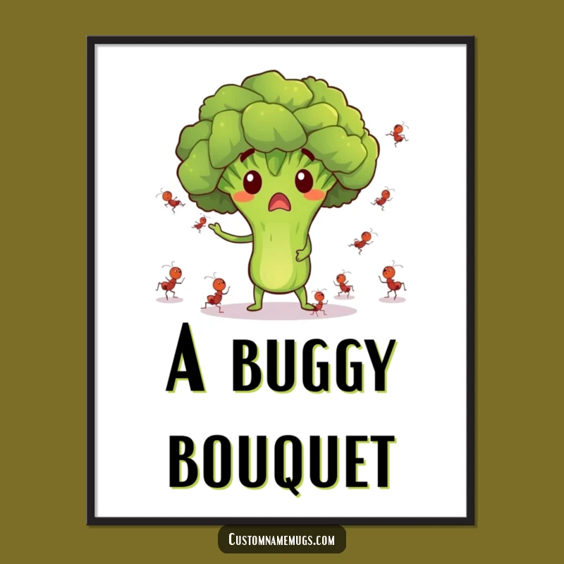 Funny Surprised Broccoli Ant Juggling Digital Art - Instant Whimsy!