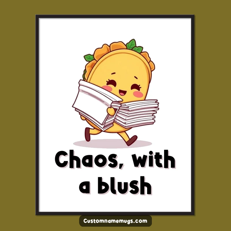 Funny Taco Papers Tripping Digital Art Print: Hilarious Clumsy Character for Instant Humor!