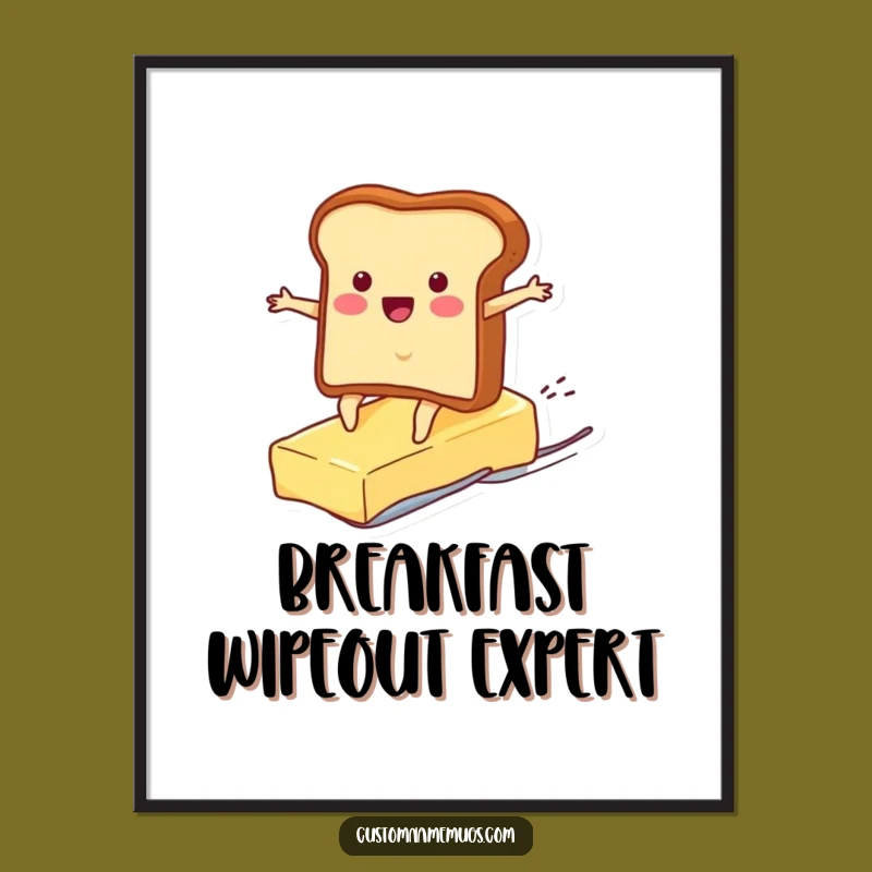Funny Toast Surf Butter Digital Print: Instant Breakfast Character Decor for Walls