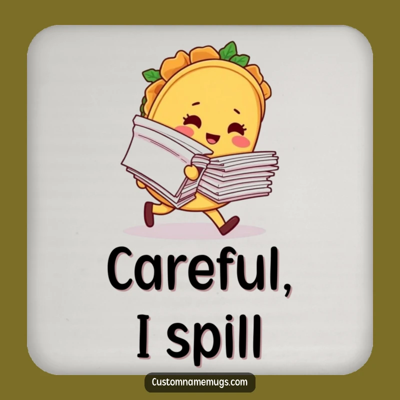 Funny Taco Coasters - Blushing Character's Paper Trip Tabletop Humor Gift!