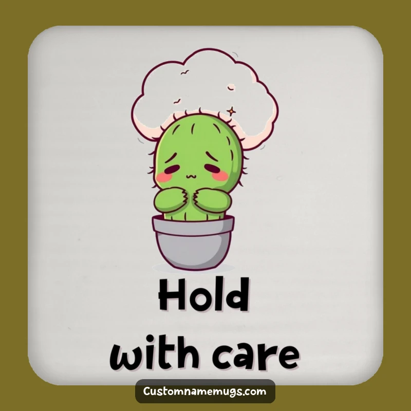 Funny Awkward Cactus Cloud Hug Coaster: Hilarious Protection for Your Surfaces