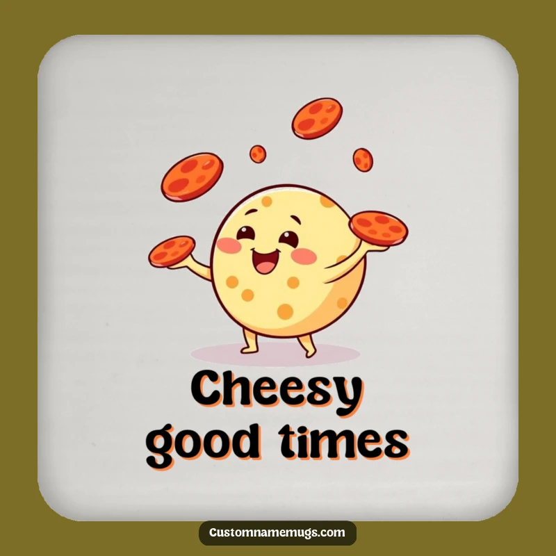 Funny Cheese Juggling Coasters: Protect Surfaces with Hilarious Pepperoni Art