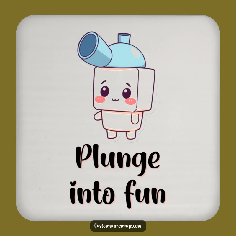 Funny Plunger Hat Drink Coaster: Protect Surfaces with This Blocky Character's Quirky Charm