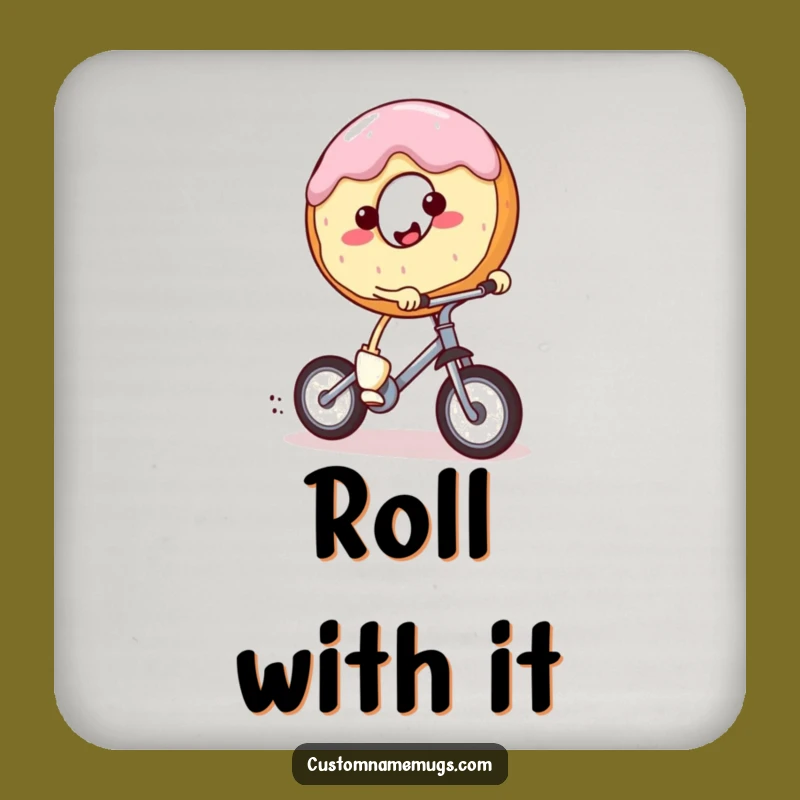Funny Donut Unicycle Coaster - Humorous Surface Protection with Whimsical Charm