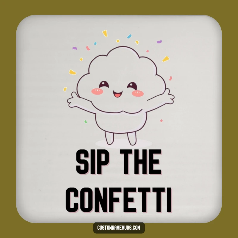 Funny Cloud Confetti Coaster: Joyful Drink Protector - Hilarious Gift!