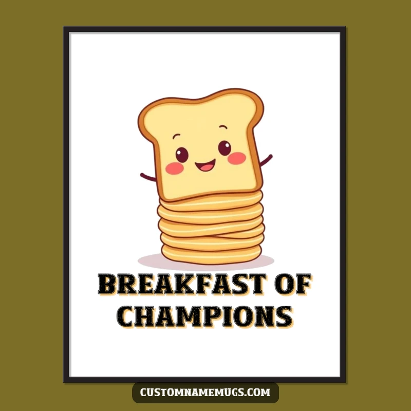 Funny Toast Pancake Poster - Humorous Breakfast Art for Kitchen Decor