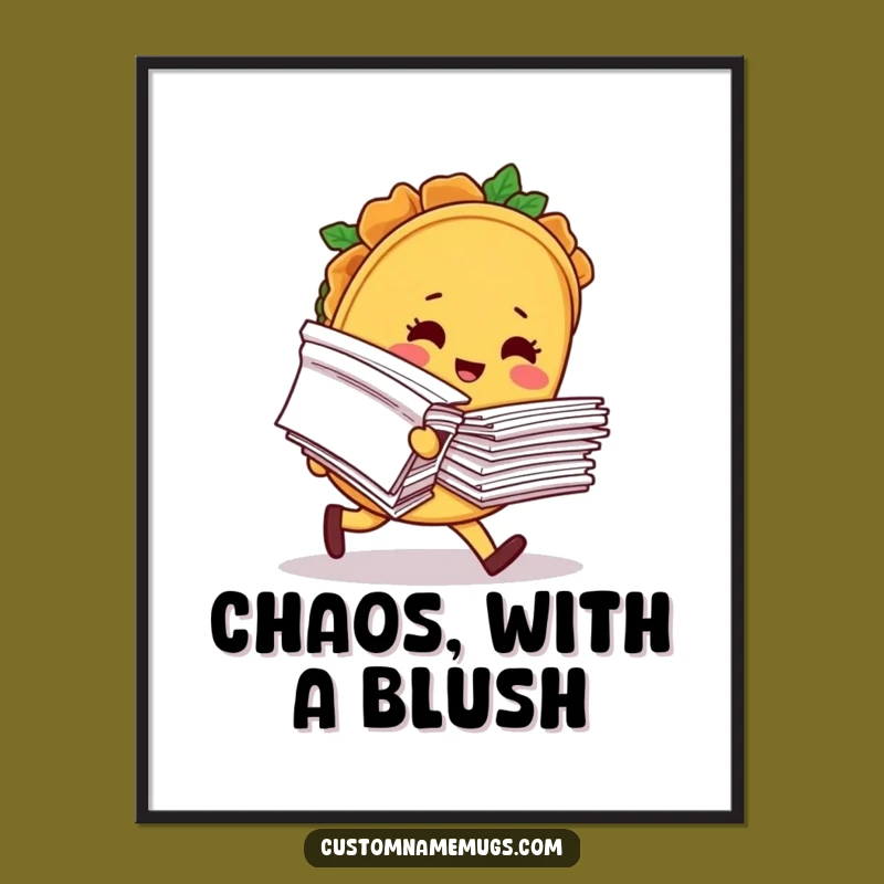 Funny Taco Papers Tripping Poster: Hilarious Character Art for a Comical Wall!