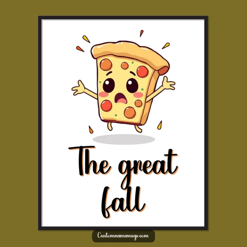 Funny Falling Pizza Poster: Hilarious Wall Art for Foodie Fun