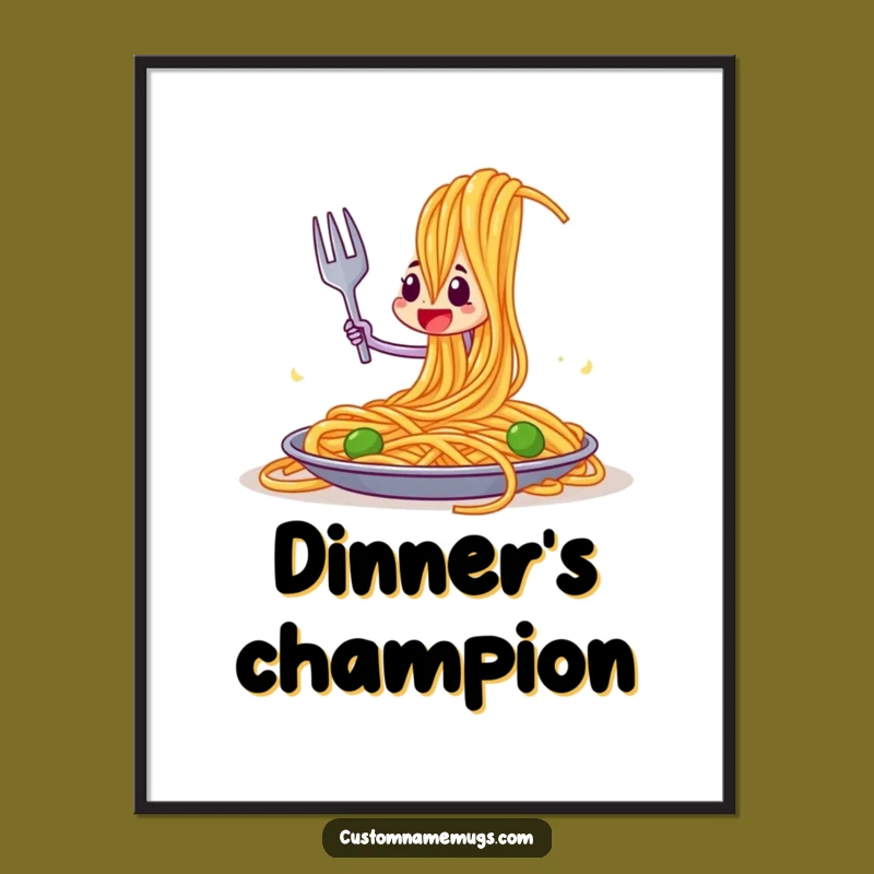 Funny Fork vs Spaghetti Poster: Decorate Your Walls with Epic Kitchen Comedy Art