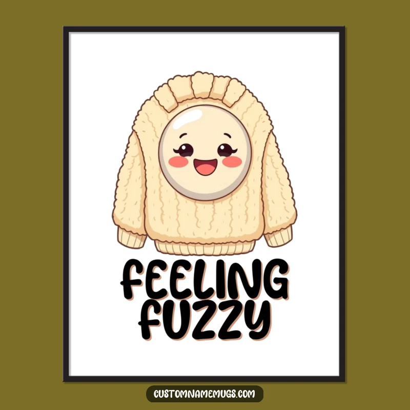 Funny Happy Button Sweater Poster: Hilarious Wall Art for Cozy Humor Lovers