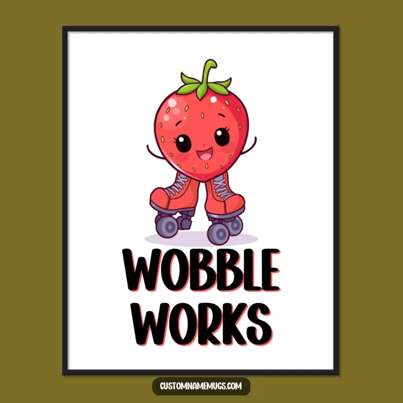 Funny Strawberry Roller Skate Poster: Decorate Your Walls with Cheerful Art