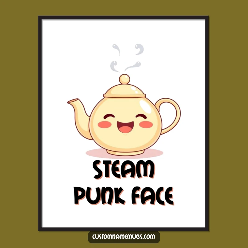 Funny Teapot Steam Face Poster: Decorate Your Space with This Whimsical and Humorous Wall Art