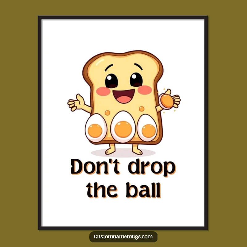 Funny Toast Juggling Poster: Breakfast Art - Hilarious Decor!
