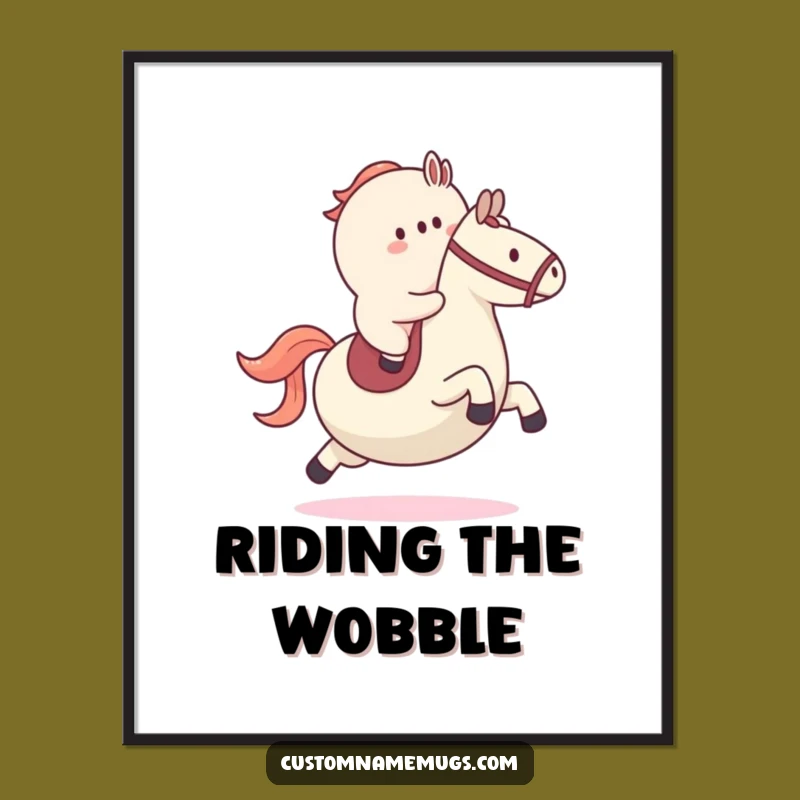 Funny Bouncy Blob Horse Poster - Whimsical Wall Art for Playful Decor
